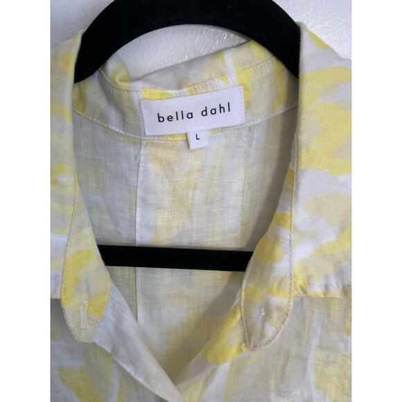 Bella Dahl Linen Printed Button Down - Layered‎ Spots Print In Yellow - Picture 2 of 7